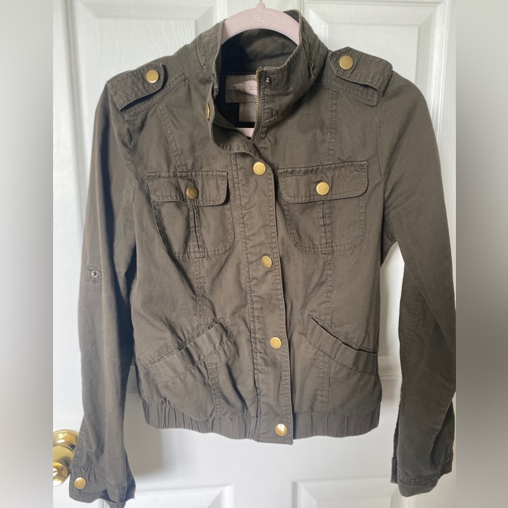Forever 21 army green moto jacket